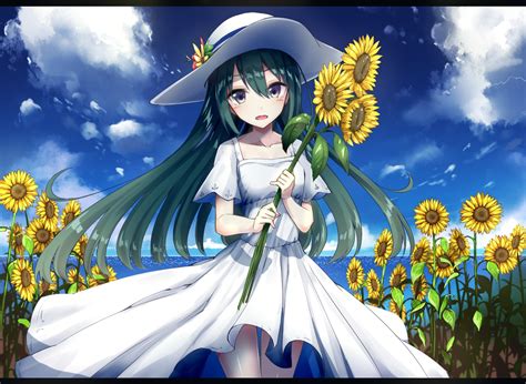 Blush Clouds Dress Flowers Green Hair Hat Heavens Thunder Byakuya