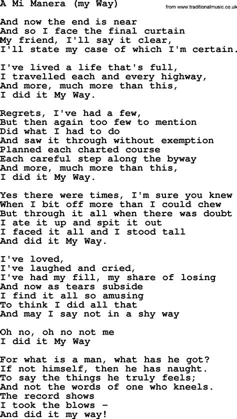 Joan Baez Song A Mi Maneramy Way Lyrics