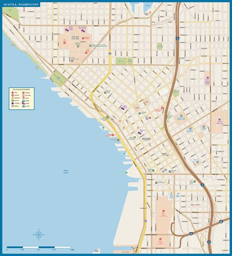 Seattle Downtown Map Digital Vector Creative Force