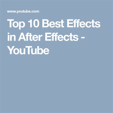 Top 10 Best Effects In After Effects Youtube After Effects 10