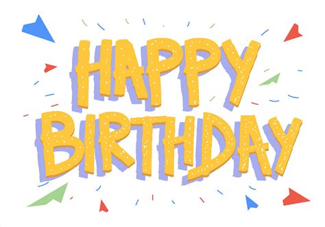 Happy Birthday Typography In White Background And Yellow Letters 551481