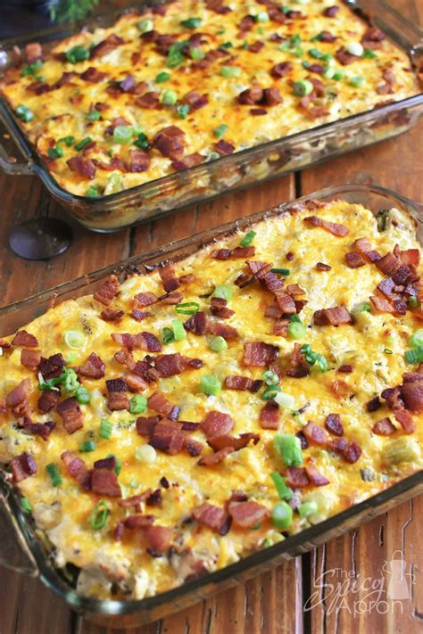Loaded Baked Potato Casserole With Chicken For A Crowd The Spicy Apron
