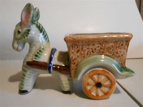 Vintage Donkey Pulling Cart Planter Cactus Motif Made In Japan Ebay