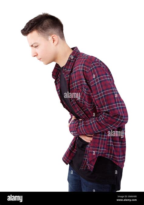 Teenage Boy With Stomach Pain Stock Photo Alamy