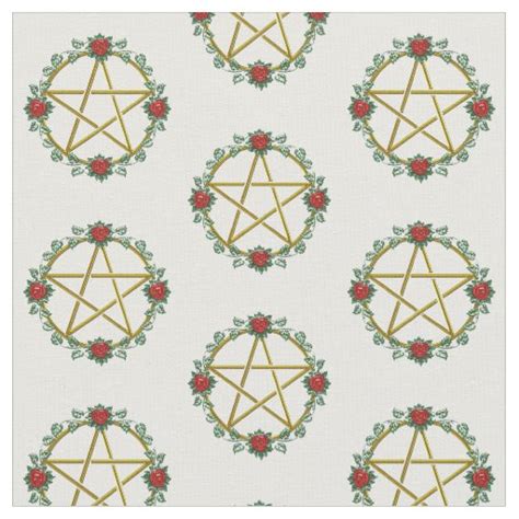 Gold Rose Pagan Pentagram Pentacle Fabric Zazzle
