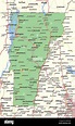 Mapa de Vermont. Muestra las fronteras de los países, las zonas urbanas ...