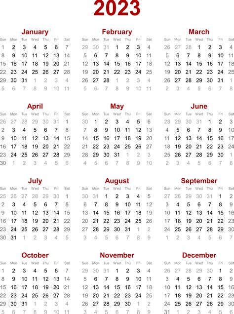 2023 Calendar Clip Art Printable Calendar 2023