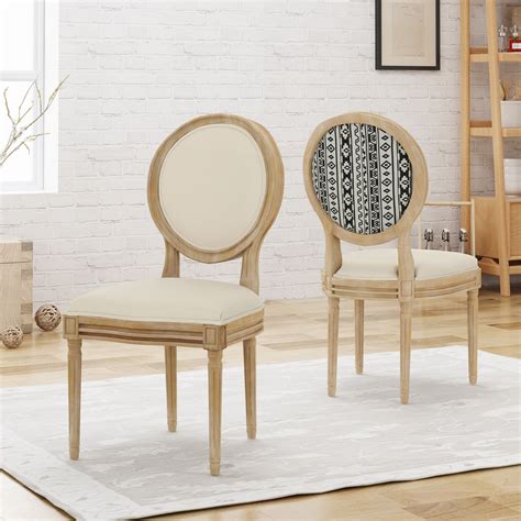 Noble House Nicole Fabric Upholstered Farmhouse Dining Chairs Set Of 2