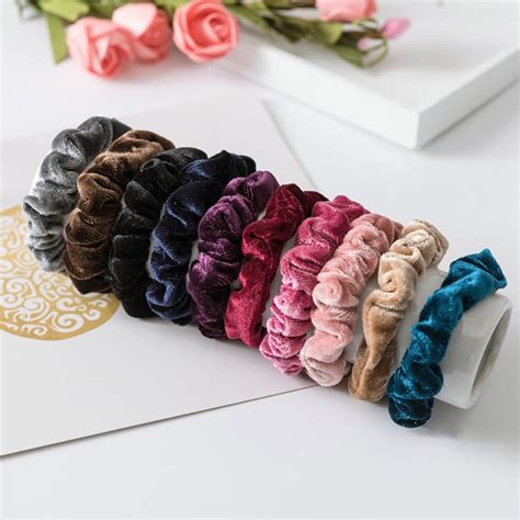 20pcs Velvet Fabric Covered Elastic Ponytail Holders Hair Bands Rope