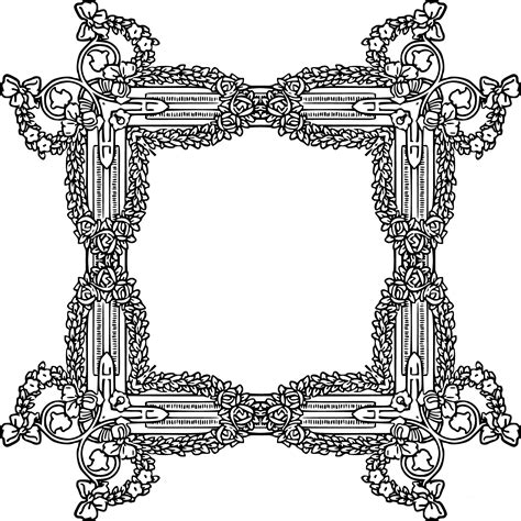 Vintage Garland Frame Coloring Page Colouringpages