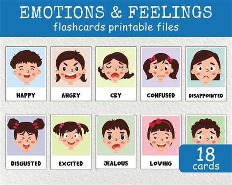 Feelings Faces Flashcards Emotion Flashcards Kids Emotions Etsy Australia