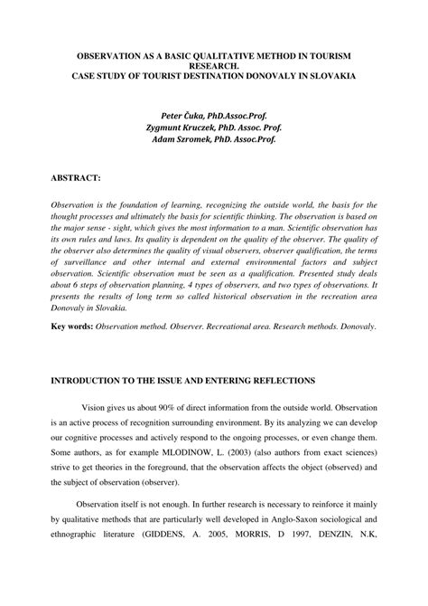Graduate theses and dissertations iowa state university capstones, theses and dissertations 2012 a qualitative study of the perceptions of first year (PDF) OBSERVATION AS A BASIC QUALITATIVE METHOD IN TOURISM ...
