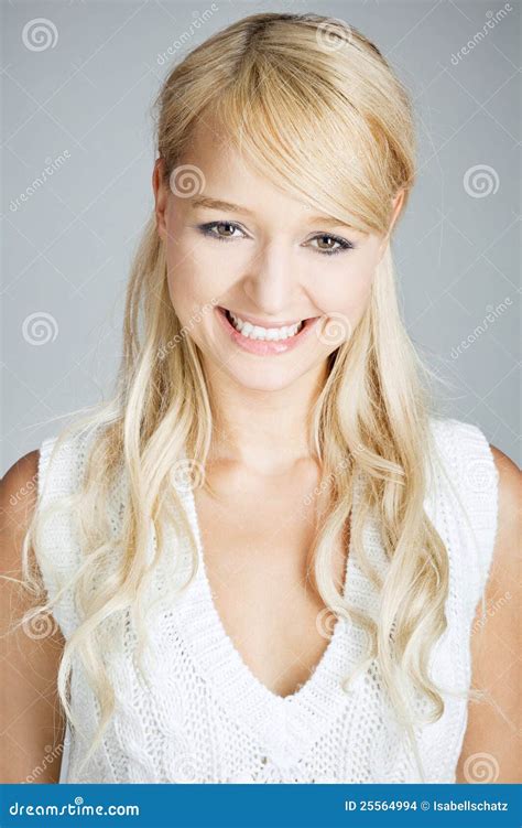 Portrait Of A Smiling Blonde Woman Stock Photo Image Of Nice