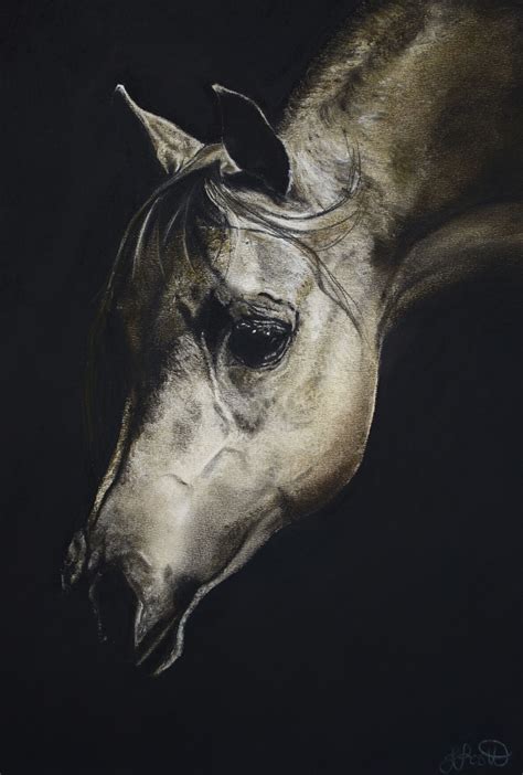 Hand Drawn Pastel And Charcoal Drawing Watercolor Horse Horses