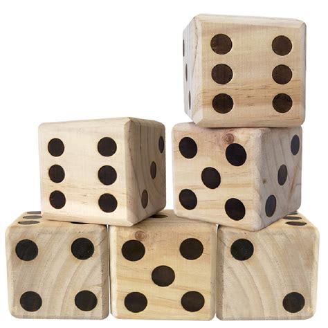Giant Wood Dice Yard Dice 6 Pack Set Outdoor Game Wooden Extra Large 