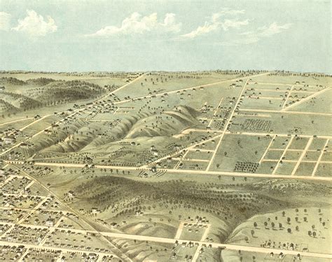 Lafayette Indiana In 1868 Birds Eye View Map Aerial