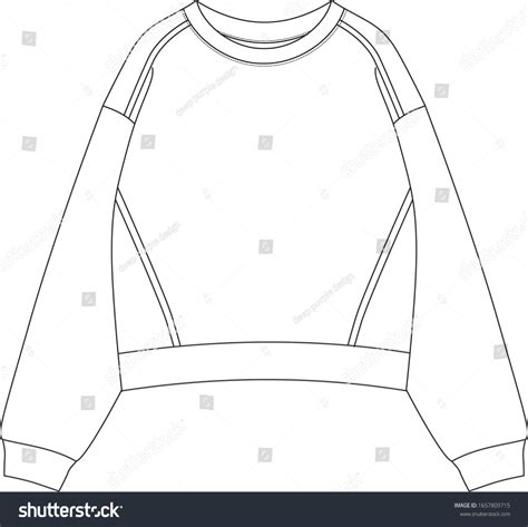 Sweatshirt Fashion Flat Sketch Template Stock Vector Royalty Free Flat Drawings