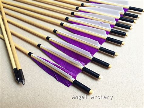 Purple Wood Arrows 12pcs Handmade Wooden Arrows Cedar Wood Shafts Self