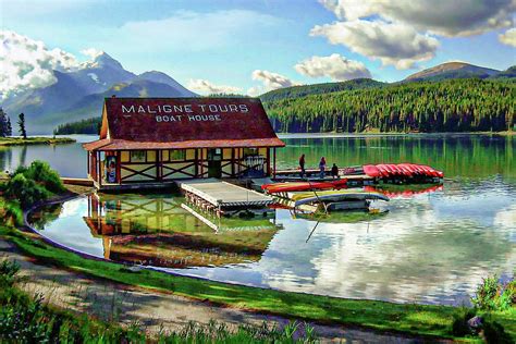 Maligne Lake Boat House Photograph By Jerry Cowart Pixels