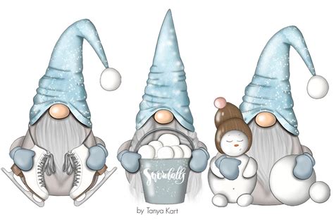 Nordic Gnomes Clipart Winter Gnomes Clipart Whimsical Etsy Nordic