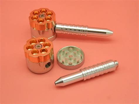 1 pc hot new bullet rotating pipe for 2 uses revolver pipe six shooter grinder zinc alloy top