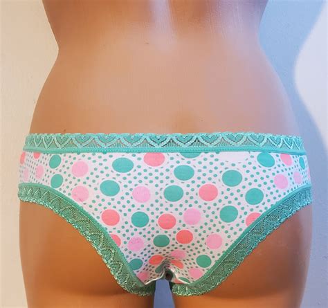Frilly Polka Dot Panties With Pastel Colored Trim