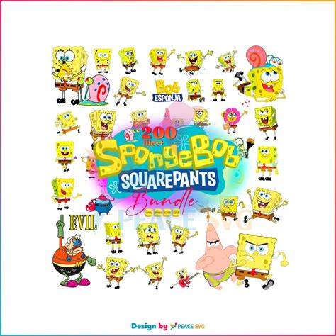 200 Files Spongebob Cartoon Svg Bundle Digital Files Peacesvg