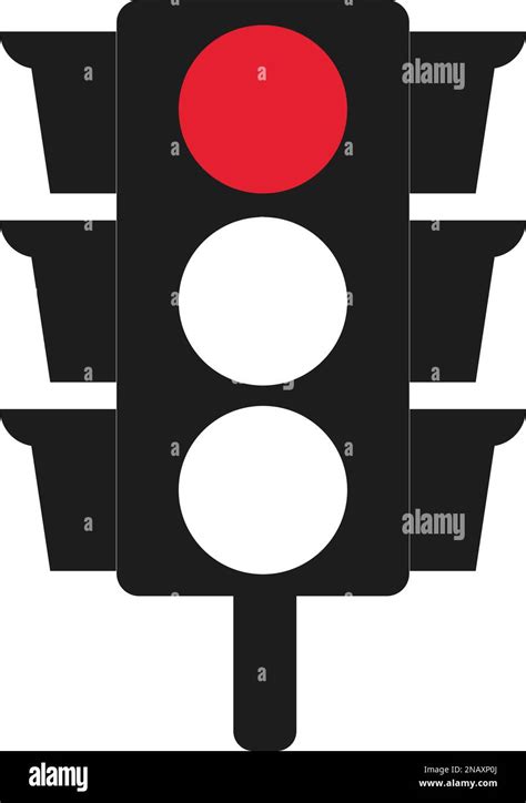 Red Traffic Light Vector Icon Traffic Signal Sign Stoplight Road