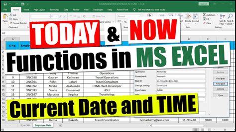 Today And Now Function In Excel Display Current Date And Time In Excel