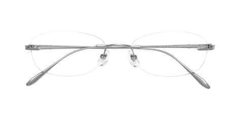 Silver Classic Oval Rimless Eyeglasses Cecilla
