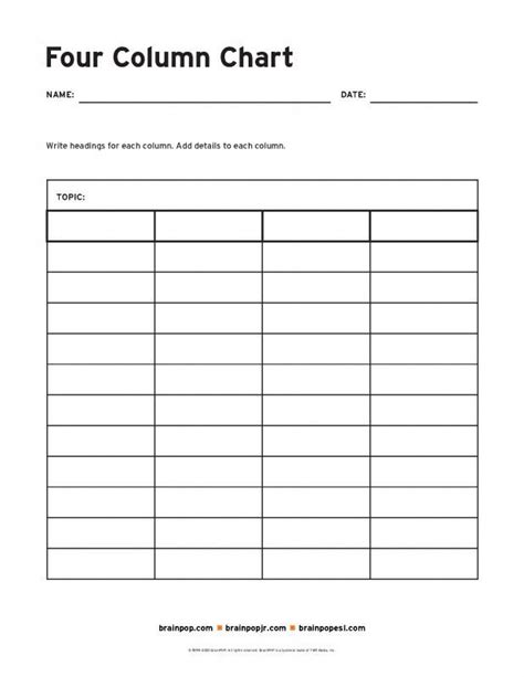 Colum Chart Chart Templates Checklist