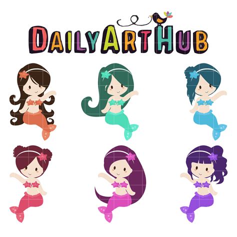 Cute Mermaids Clip Art Set Daily Art Hub Free Clip Art Everyday