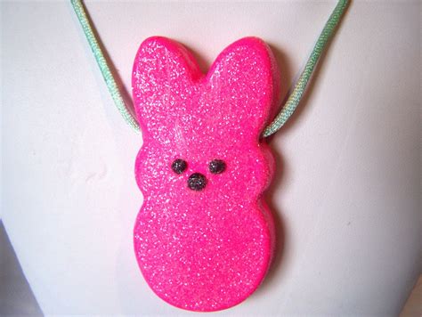 Peeps Easter Bunny Necklace Polymer Clay By Lindasoriginaljewels