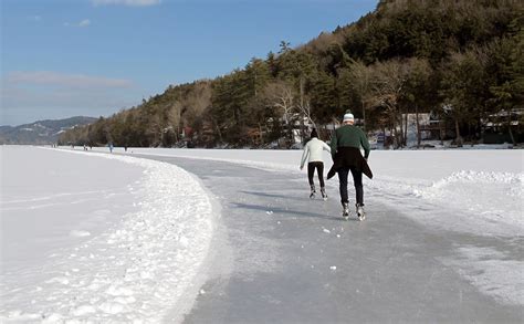 Nordic Skating On A 45 Mile Trail On A Frozen Vermont Lake The