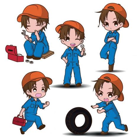 Check spelling or type a new query. Set Cute Mechanic Cartoon Character., Job Concept. in 2020 ...