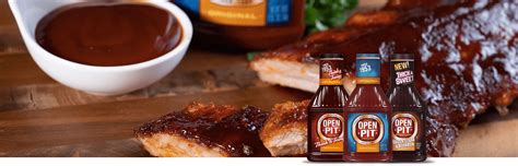 100 grams of sauce, barbecue, open pit, original contain 29.45 grams of carbohydrates, 0.5 grams of fiber, 0.44 grams of protein, 1,517 milligrams of sodium, and 64.96 grams of water. Open Pit | The Secret Sauce of BBQ Pit Masters