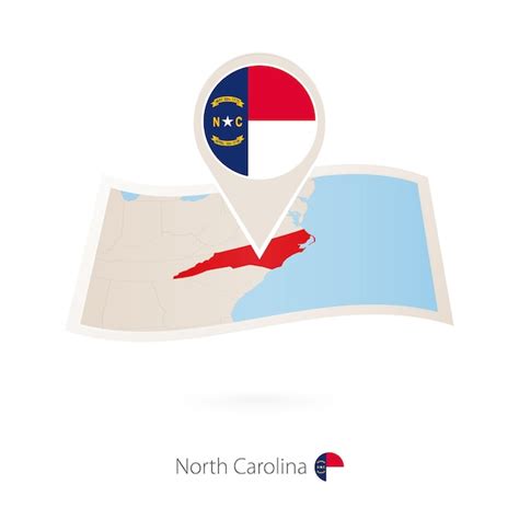 Premium Vector Folded Paper Map Of North Carolina Us State With Flag