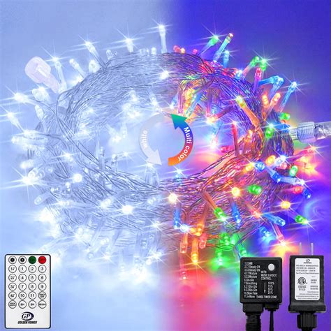 Jmexsuss 100 Led Cool White And Multicolor Christmas Lights