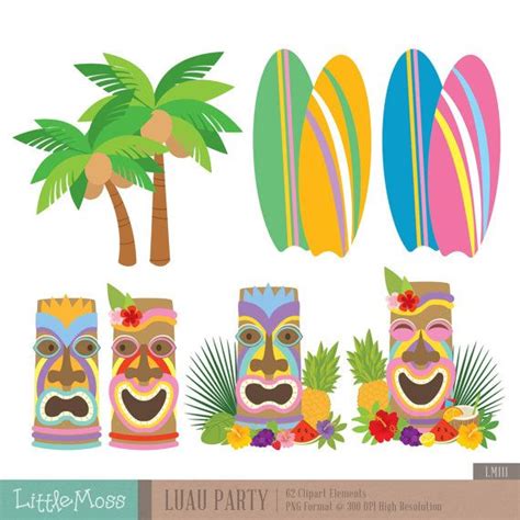 Luau Party Digital Clipart Aloha Clipart Hawaii Clipart Etsy Luau