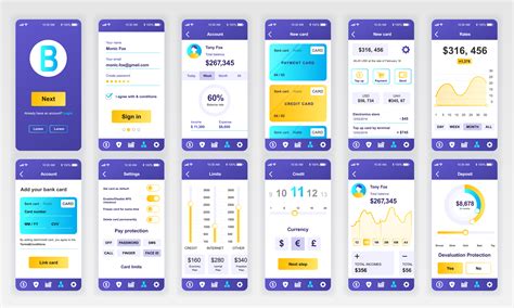 These interesting features of proto.io (material design ui library and offline mode) can't be left out—though it's a web design app you can actually work with it when. Set of UI, UX, GUI screens Banking app flat design ...