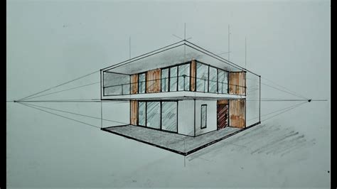 Architectural How To Draw Modern House In 2 Point Perspective 31