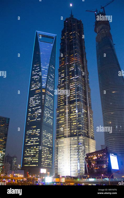 Night View Of The Lujiazui Financial District With The Shanghai Tower