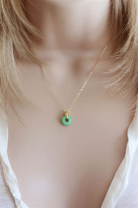Good Fortune Chinese Green Jade Necklace Jade Ring Necklace Jade Donut