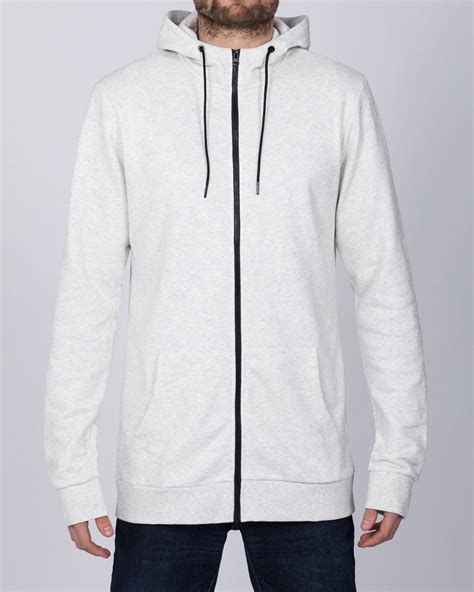2t Zip Up Tall Active Hoodie White Marl Extra Tall Mens Clothing
