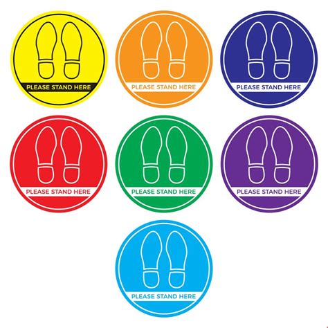 Round Social Distancing Anti Slip Floor Stickers Removable Floor Stickers