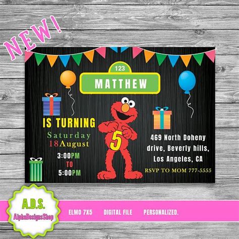 Elmo Birthday Invitation Diy Sesame Street Birthday Invitation Sesame  Birthday