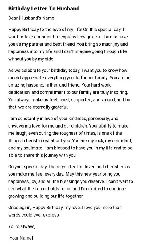 Birthday Letter To Husband