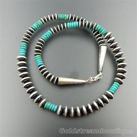 Handcrafted Graduated Sterling Silver Alternating Turquoise Beads