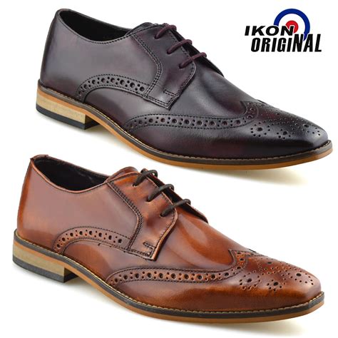 Mens Leather Brogues Smart Formal Office Casual Lace Up Oxford Brogue
