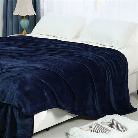 Soft Lightweight Microplush Flannel Fleece Bed Blanket Navy Blue Twin Xl